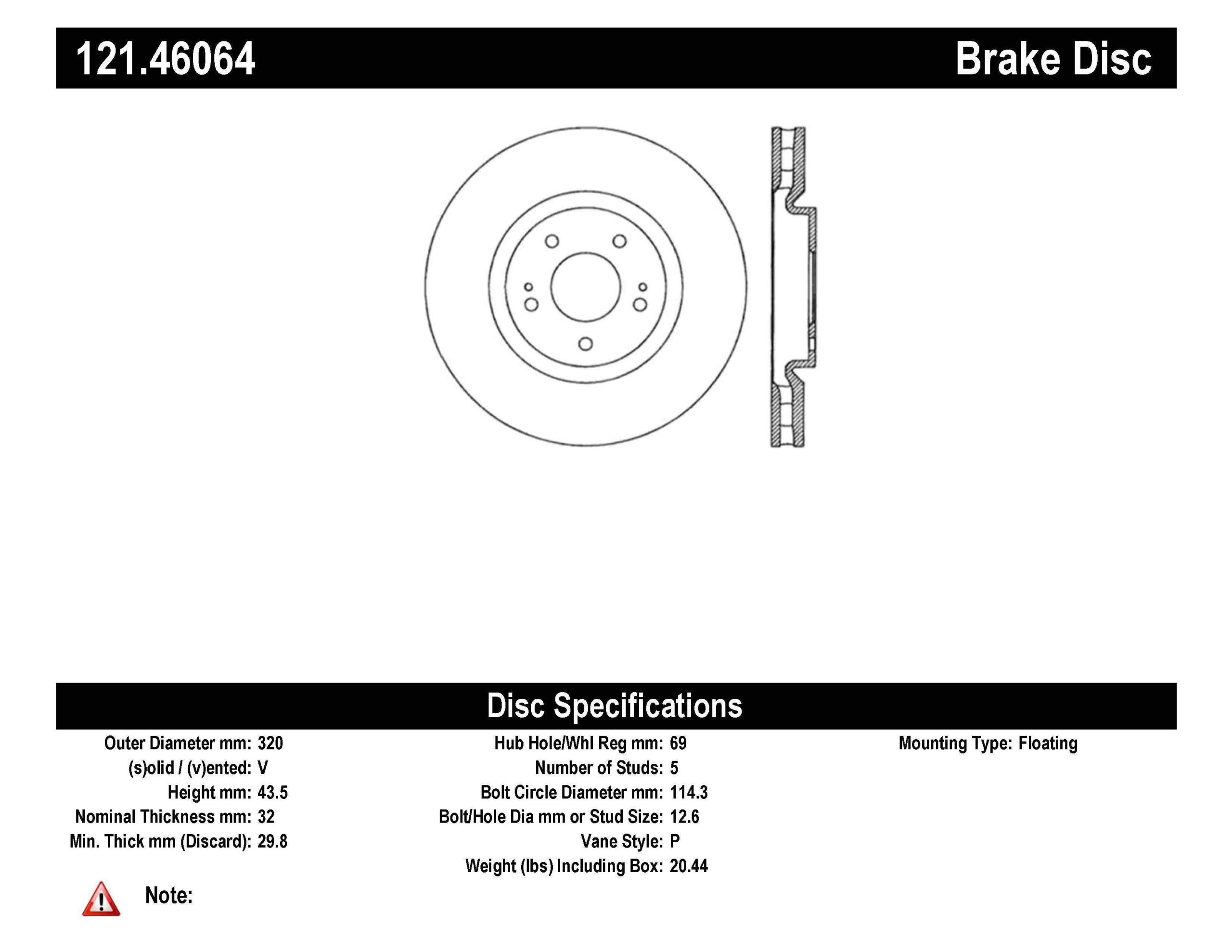 Centric C-TEK Standard Front Brake Rotor | 2003-2006 Mitsubishi Lancer Evo 8/9 (121.46064)