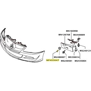 Mitsubishi OEM M6x16 Front License Plate Mount Screw | 2003-2005 Mitsubishi Evo 8 (MF453047)