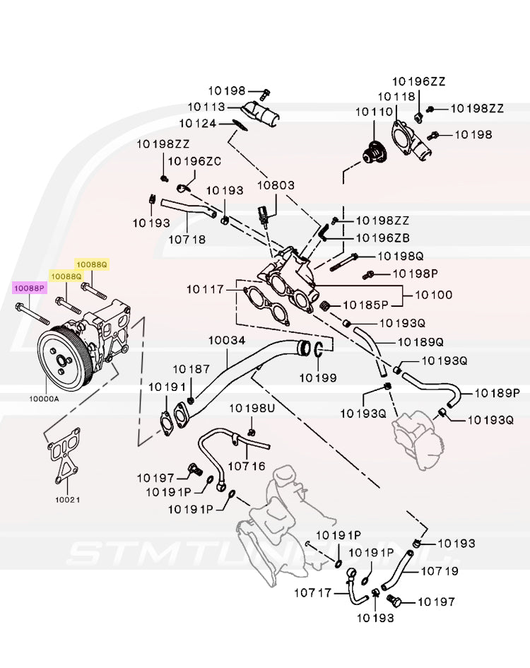 Mitsubishi OEM Water Pump Bolt Kit for 2012-2015 Evo X
