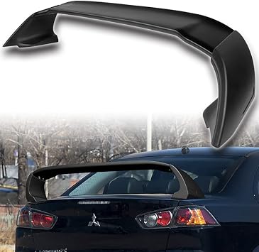 HYPERSPEED Rear Trunk Spoiler Wing Lip Kit – Unpainted Black ABS for 2008–2017 Mitsubishi Lancer Evolution X (Evo 10)