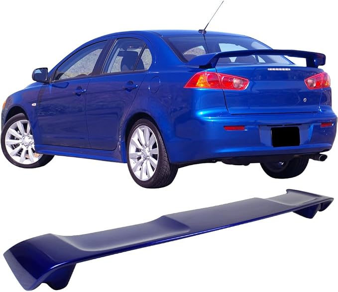 Fit 2008-2017 Mitsubishi Lancer Trunk Spoiler Electric Blue Pearl, ABS, Rear Spoiler