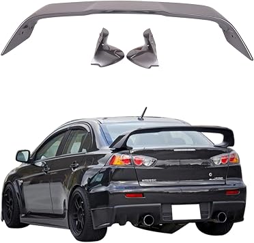 EVO Style ABS Rear Trunk Spoiler Wing for 2008–2017 Mitsubishi Lancer – Graphite Gray Painted Finish