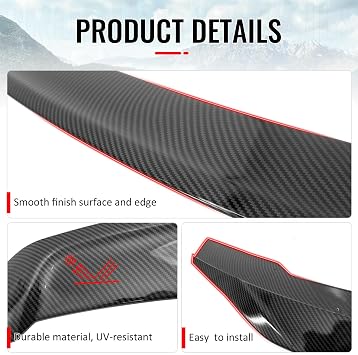 2008–2017 Mitsubishi Lancer Sedan 4-Door (Evo X/Evo 10) Carbon Fiber Print High Kick Duckbill Rear Trunk Spoiler Wing - Image 3