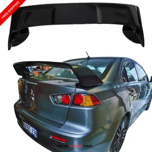 Buy Evo X trunk spoiler in matte black ABS for a sporty rear look, Shop Mitsubishi Lancer rear spoiler styling parts online today.