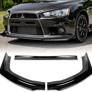 3PCS R Style Front Bumper Lip Spoiler Splitter Side Body Kit Trim Protection for 2008–2015 Mitsubishi Lancer Evolution X (Evo X) – Painted Black Item #: 120583710
