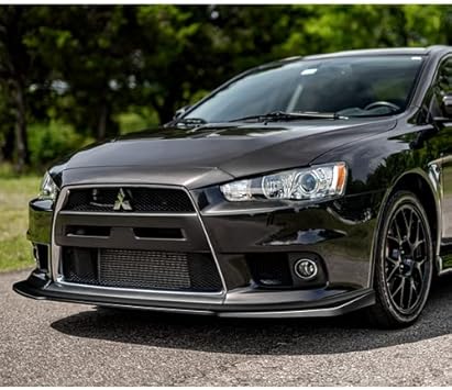 3PCS R Style Front Bumper Lip Spoiler Splitter Side Body Kit Trim Protection for 2008–2015 Mitsubishi Lancer Evolution X (Evo X) – Painted Black Item #: 120583710 - Image 2