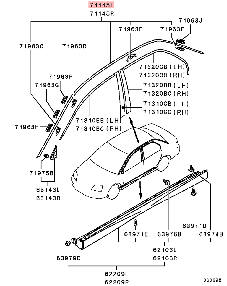Genuine OEM Left Roof Drip Moulding | Mitsubishi Lancer Evolution VII, VIII & IX - Image 6