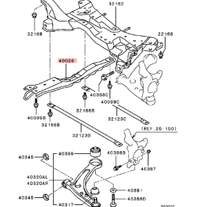 Genuine Mitsubishi Rear Floor Crossmember For Mitsubishi Lancer Evolution 4 5 6 7 8 9 (RS / MR or GSR With RS Diff Conversion - Non-AYC) MR392699