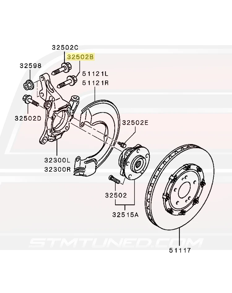 Mitsubishi OEM Front Wheel Hub Bolt (Bottom) for Evo 7/8/9/X (MU140067)
