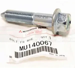 Buy Evo 7-9/X OEM Front Wheel Hub Bottom Bolt MU140067 online, Genuine M14x65 Mitsubishi hub bolt for Evolution 7, 8, 9 and X models.