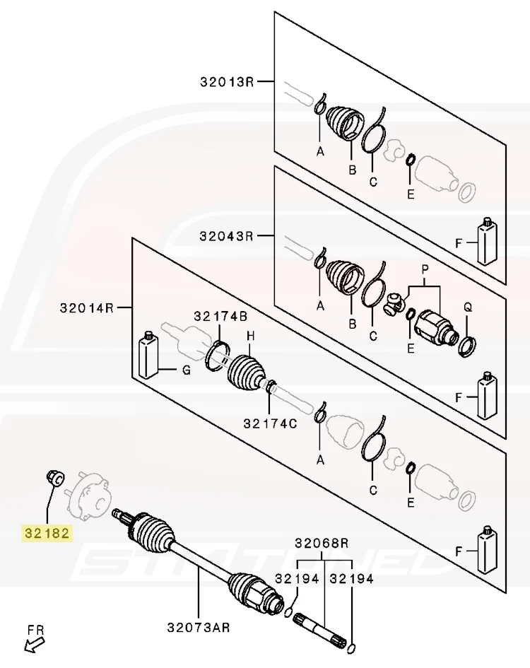 Buy Mitsubishi OEM Axle Nut Solid Style MB515403 online for 2011–2015 Evo X models, Genuine solid-style axle nut for front and rear axles.