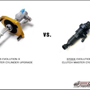 BUY AMS Evo X Clutch Master Cylinder Upgrade for 2008–2015 Evo X GSR, Includes OEM Evo 8/9 master cylinder, adapter plate, braided line and hardware.