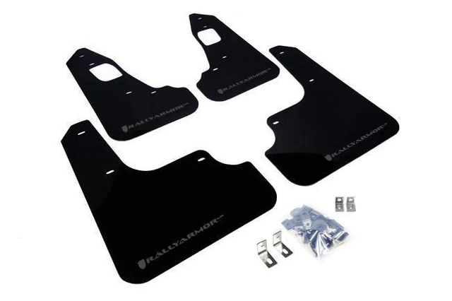 RallyArmor Polyurethane Mud Flaps | 2008-2015 Mitsubishi Evolution X – Black with Gray Logo