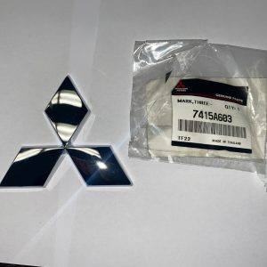 BUY Mitsubishi OEM Diamond Front Badge for Evo X (7415A603), Genuine Mitsubishi three-diamond front emblem for 2008–2015 Evolution X restoration.