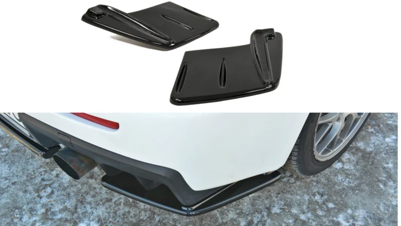 Buy Evo X rear side splitters from Maxton Design for 2007–2015 Mitsubishi Evolution X models, Includes mounting kit and fitting instructions.
