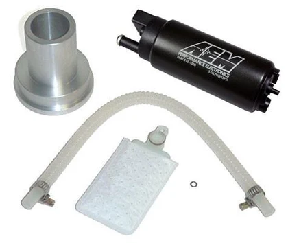 Buy the Evo X Fuel Pump Kit with AEM 340 LPH pump for your Mitsubishi Evolution X or Lancer Ralliart, Upgrade fuel delivery for your performance build.