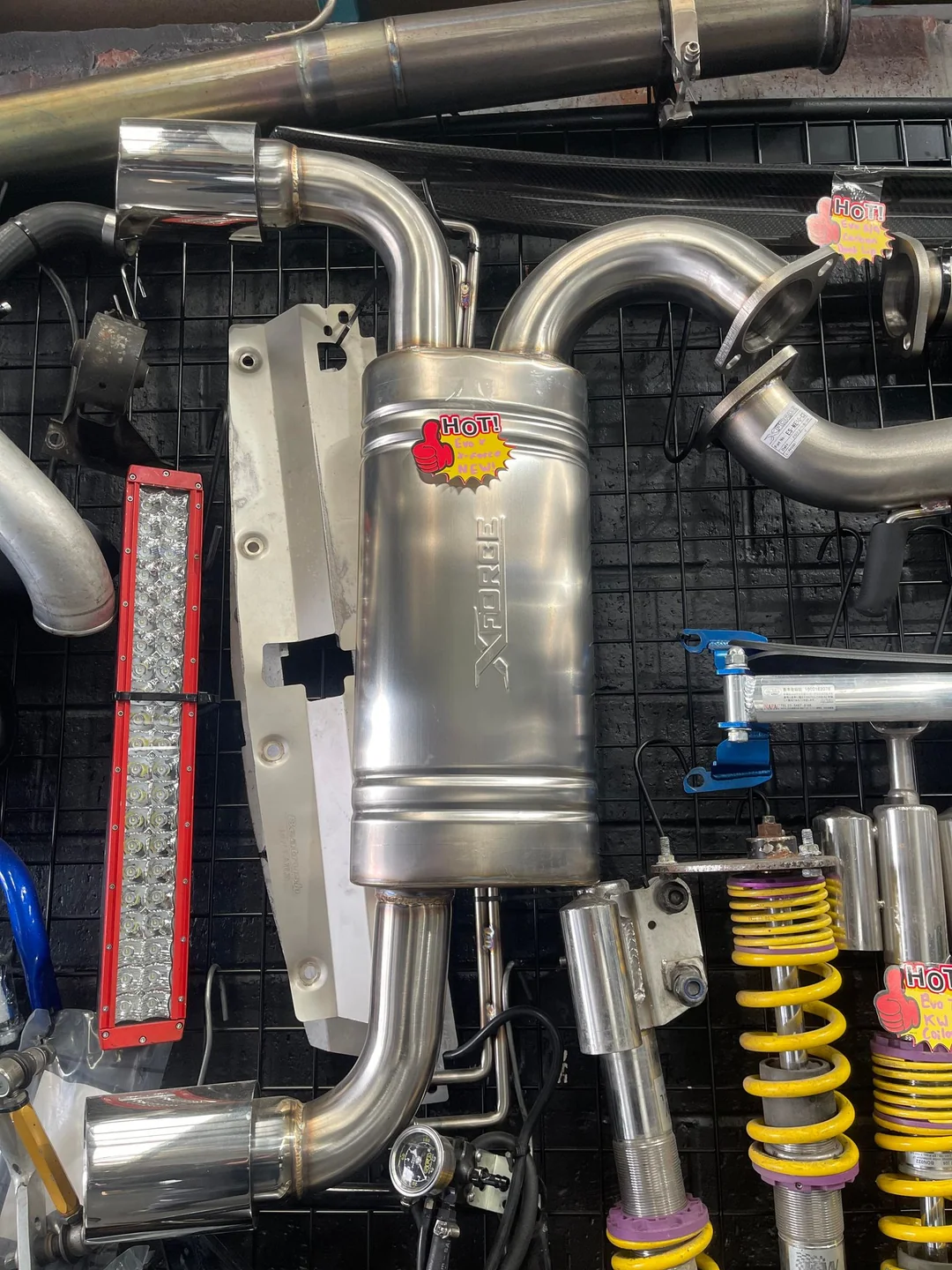 Buy Mitsubishi Evo X X-Force catback exhaust with 3-inch stainless steel piping and dual tips, Shop Mitsubishi Evo parts online at Evomotorparts.